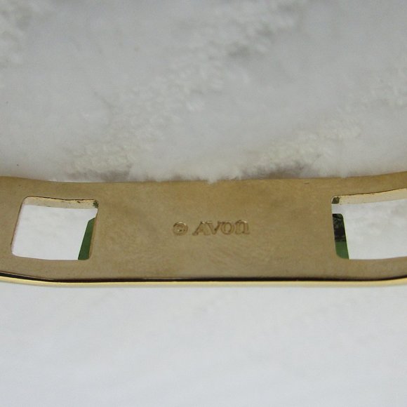 Avon Gold Plated Bracelet With Green Jade Stone Size S - Picture 5 of 9